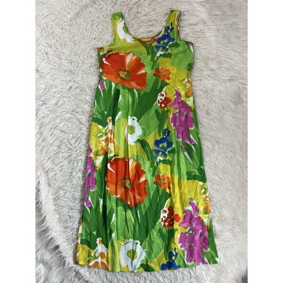 Jams World Janice Green Floral Midi Dress Valleyview Print Pockets Size Large - Picture 12 of 15